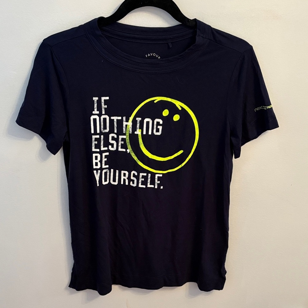 next Navy Graphic Tee with White Print